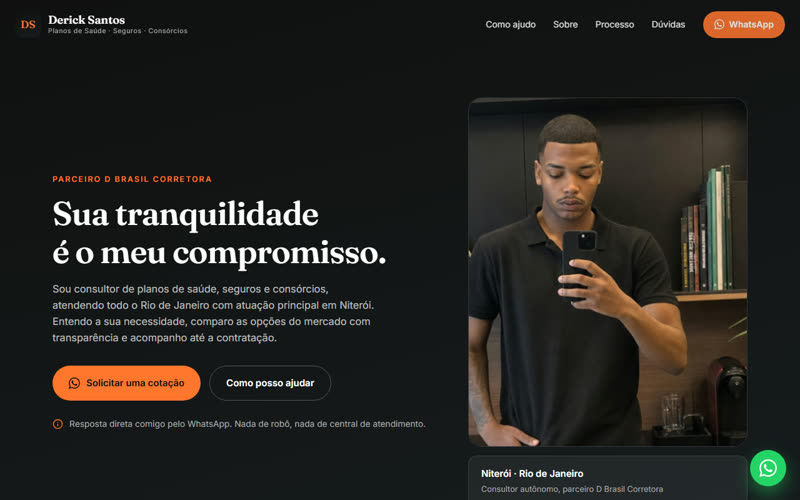 Preview do site do Derick Santos
