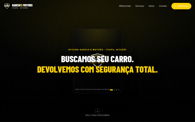 Preview do site do Garcia's Motors Itaipu
